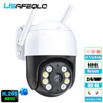 가정용CCTV 실외용 초고화질 CCTV PTZ IP 카메라 AI 자동 추적 무선 야외 IR 비디오 홈 보안 8MP 4MP 4G T, 3.4G 1080P 64G CARD