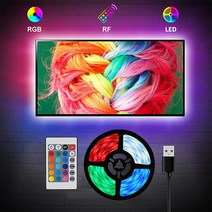 바키온 티비 모니터 RGB LED 간접 줄조명 네온 스트립 간접등 리모컨 포함 풀세트, 4M