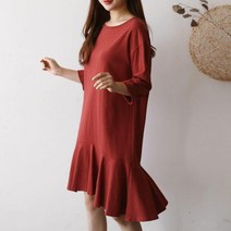 마롱패션 백 리본 라운드 프릴 베이지 블랙 벽돌 밤색 여성 봄 여름 원피스