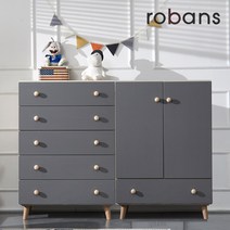 [로반스] 스윗 서랍장 수납장, 12) 스윗1600 서랍장양문장세트 / 그레이