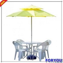 ForU75 튼튼한 야외용 4인용 파라솔세트 대 커피 받침포함 업소용파라솔 파는곳, 원형_흰색-회색