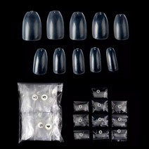 숏코핀 네일팁 글루 세트 숏 발레리나팁 빠끄네일, 투명500p