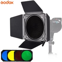 Godox BD-04 헛간 도어 + 허니 콤 그리드 + 표준 리플렉터 용 4 색 필터, 한개옵션0