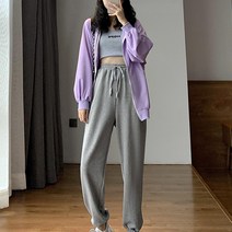 회색 스포츠 바지 여성의 봄과 가을 느슨한 레깅스 슬림 화이트 캐주얼 할란 팬츠 조수 랜턴 바지