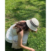 여름 바캉스 손뜨개 DIY 패키지 모자뜨기 썸머 코바늘 버킷햇, 아이보리&브라운, 1개
