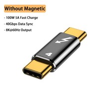 USB 4.0 타입 C 어댑터 익스텐더 썬더볼트 4/3 40Gbps 데이터 동기화 변환기 100W 5A 맥북 프로용 고속 충, 02 No Magnetic