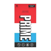 Prime Hydration + 스틱 팩 | 전해질 음료 믹스 10% 코코넛 워터 250mg BCAA 항산화 물질 천연 향 무설탕 쉽게 열 수 있는 1인용 블루 라즈베리 6개, Ice Pop