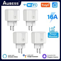 전동대패 Tuay스마트 소켓 EU 16A20A Wifi 스마트 플러그 전원 모니터링 라이프 앱 원격 제어 지원 구글 어시스턴트 알렉사, 16A 4피스_중국 | 100-240V | 투야 또는