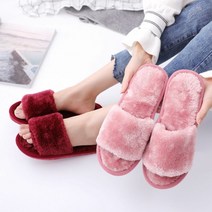 [KT알파쇼핑]오픈토 퍼 여성 겨울 사무실 털 슬리퍼 실내화 거실화
