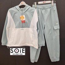 [소이] 민트 나일론 스판 아노락 점퍼와 카고 조거 바지 세트_22F5152MT_22F52