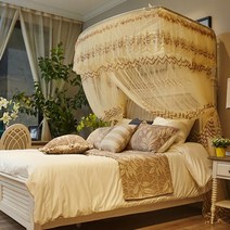 침대모기장슈퍼싱글 바닥없는모기장 120X200CM 베이지 캐노피모기장 공주캐노피 침대방충망