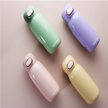 새지않는물병 어린이집 물병꾸미기 보온 원터치 유치원 스테인 물통, 옐로우