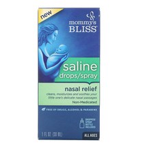 Mommy's Bliss Saline Drops 스프레이 생리식염수 드롭 비강 스프레이 Nasal 릴리프 All Ages 1 fl oz (30 ml)