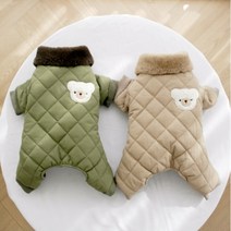 루펫 겨울 강아지옷 애견의류 퀼팅 패딩 올인원 S-XL, 베이지