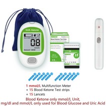 케톤 테스트 스트립 랜싯 모니터와 혈액 미터 정확하게 당뇨병 Ketosis 테스터 Ketogenic 다이어트 체중 감량, 03 mo-15 Ketone Kit