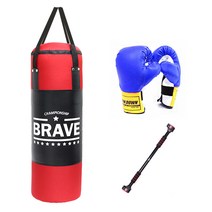 BRAVE 브레이브 샌드백 파워헤비백 B세트 80cm 글러브 철봉, 샌드백+스마트락+글러브 블루(중)