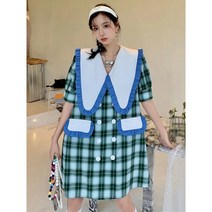 패치워크 원피스 디자인감각 빅 칼라 여성 여름옷 와이드 루즈핏 슬림핏 미디롱 15 스카이 안 출하함 2506178191
