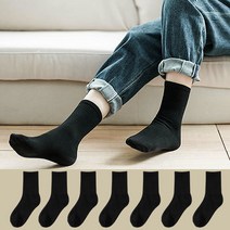 올웨이즈굿 여성용 무지 중목 학생 양말 7켤레세트 블랙