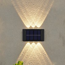 솔라정원등 솔라벽등 LED실외벽등 상하 발광벽장식등 야외 조명 정원등 2Pcs, 따스한 빛, 6LED 벽등
