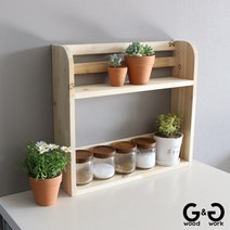 지앤지우드웍 원목 양념통 2단 선반 L 다용도 정리대 대형 다용도선반