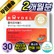 [ 레이델 정품 ] 쿠바산 폴리코사놀 5 콜레스테롤 수치 개선 혈관 혈액 건강 케어 관리 도움 작은 정제 캡슐 콜리코사놀 사탕수수 왁스 알코올 홈쇼핑 김명민 래이델 폴리코시놀 추천, 60정 (2개월분), 2개