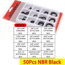 박스형 VMQ NBR FKM O 링 세트 고무 와셔 씰 어소트먼트 레드블랙그린 O링 자동차 가스켓 용, CHINA, 50Pcs NBR Black