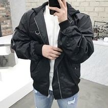 용된다 남자 오버핏 블루종 후드 항공점퍼