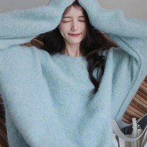 메이킹유 스웨터 앙고라티 긴팔티 라운드넥 루즈핏 A1459카멜리니트