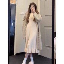 겨울 원피스 여성 코듀로이 임산부 기모 니트 골덴 꾸안꾸 하객 뷔스티에 후드 벨벳 롱