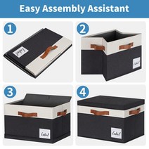 GhvyenntteS 패브릭 통 3개의 손잡이가 있는 선반용 대형 보관 바구니.. 정품보장, Extra Large-3 Pack, Black - 3 Pack