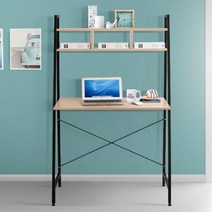 공간활용 좁은방 1인용 책상 공부 철제책상 중학생책상 원룸책상, 심플선반책상 84 블랙