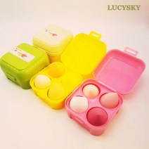 메이크업용품 에그퍼프 4종세트 LucySky 루시스카이 달걀박스증정 풀세트 여행용 패키지, 레몬
