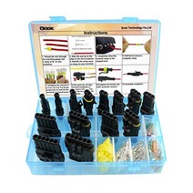 14 Set Car Waterproof Electrical Connector Plug Terminals Heat Shrink 1/2/3/4/5/6 Pin Way with 24Pcs, 1, Blue Clear