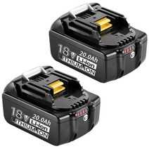 호환제품 마키타용 충전식 전동 공구 배터리 LED 리튬 이온 교체 LXT BL1860B BL1860 BL1850 3A 충전기 18V 20000mAh, 2.2PCS