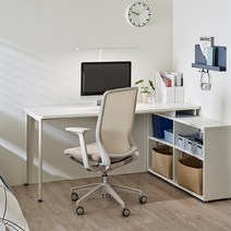 한샘 티오 ㄱ자책상 160cm (컬러 택1), 내추럴오크/화이트(B)