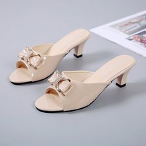 라오농 유행 다목적 활 스틸레토 힐 미드 힐 피쉬 발가락 슬리퍼 대형 샌들 +04Mt8rX