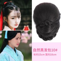 혼주 한복 머리 스타일 쪽머리 가발 중전 붙임머리 헤어 부분 당고 가채, 1개, 10내추럴블랙발주