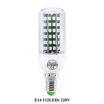 E27 E14 110V/ 220V UVC 살균 램프 소독 옥수수 UV 자외선 오존 먼지 진드기 살균기, E14 112LEDs 220V