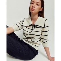 질스튜어트뉴욕 populet아이보리 스트라이프 면혼방 5부소매카라니트 WJSW2B320IV 263324