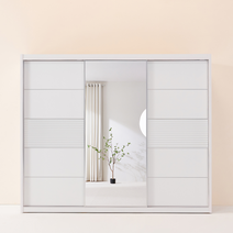 화이트 오칸갤러리 거울 슬라이딩장롱/옷장 (3통구성), 선반장, 선반장, 양복장
