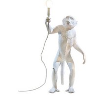 LED 수지 원숭이 펜던트 라이트 SELETTI 블랙 화이트 골드 현대 대마 로프 램프 거실 아트 팔러 연구 조명 광택, White Hang Light