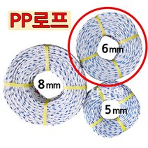 국산 PP로프 5mm x 80m / 6mm x 100m 피피로프 밧줄 주차장 안전 건설 산업 작업 캠핑 클라이밍 천막줄 현수막끈