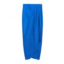 ZARA 크로스 새틴 스커트 블루 하이웨이스트 미디스커트 01165209829