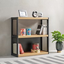 철망 스틸 2단책장 800, 블랙