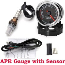 52mm 디지털 공기 연료 비율 게이지 7 색 백라이트 람다 프로브 산소 O2 센서 포함 12V 자동차 234-420 용 하이 엔드, Gauge with sensor
