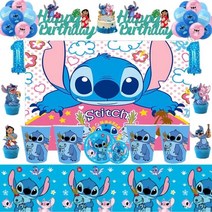 스티치 종이 식기 어린이 생일 파티 장식 컵 플레이트 냅킨 식탁보, 13.스티치-1pcs