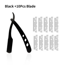 두피 삭발 대머리 면도기바버샵 남성용 면도기 스트레이트 에지 이발사 수동 수염 면도 및 케어 교체 가, 블랙 1