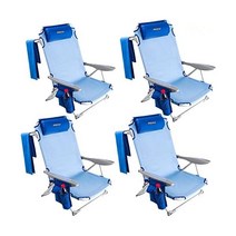 WEJOY 휴대용 접이식 비치 의자 경량 캠핑 콘서트용 잔디 레이 플랫 리클라이너 백팩 야외 어깨끈 300파운드 지지, Lightblue_4 Packs