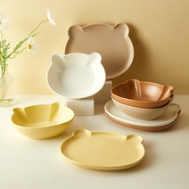 룩 앳 베어 곰돌이 얼굴 모양 시리얼볼 플레이트 접시, 접시+보울, 화이트