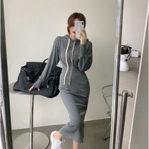 [엔젤D] 여성 하이 웨이스트 후드 원피스
